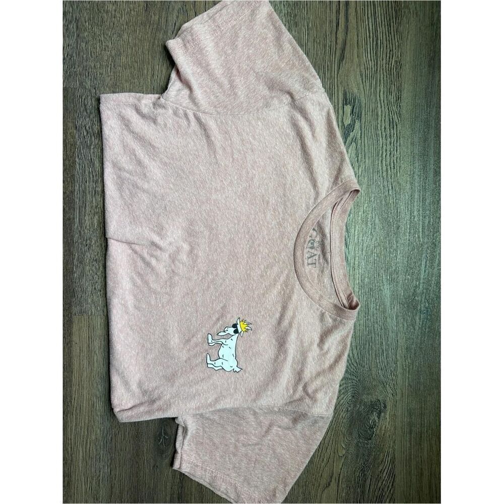 GOAT USA Womens Cropped T-Shirt Heather Peach Pink Short Sleeve Mascot Logo M